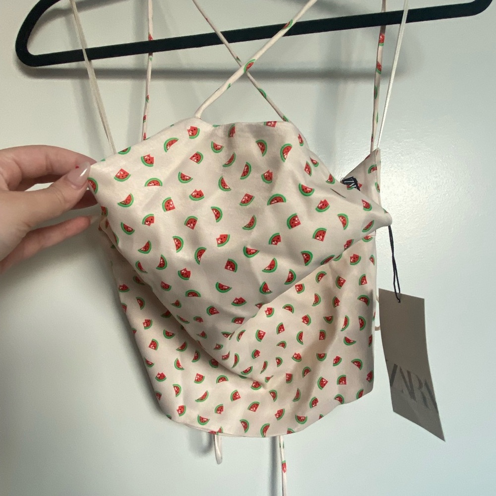 Watermelon open back crop top- Zara
